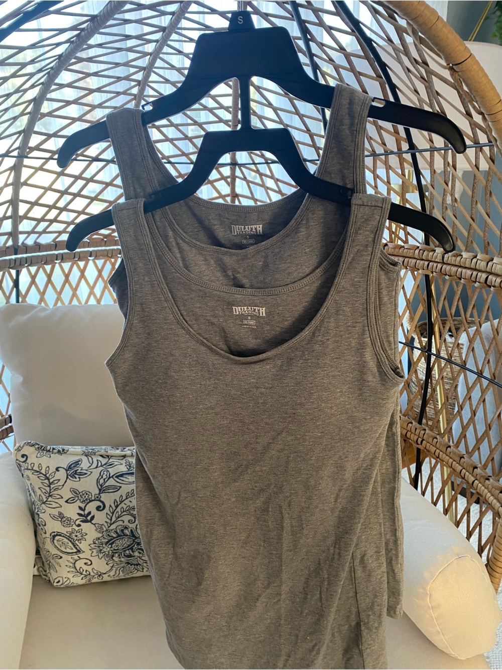 Duluth Trading Co Gray Scoop Neck Bra Tank Top - Set of 2